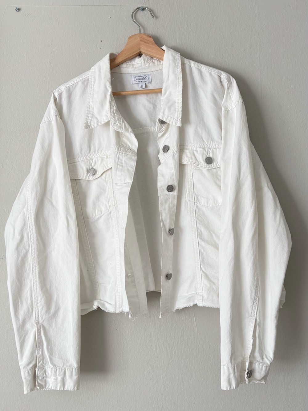 Mud Pie White Cropped Denim Jacket